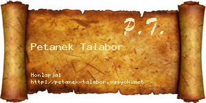 Petanek Talabor névjegykártya